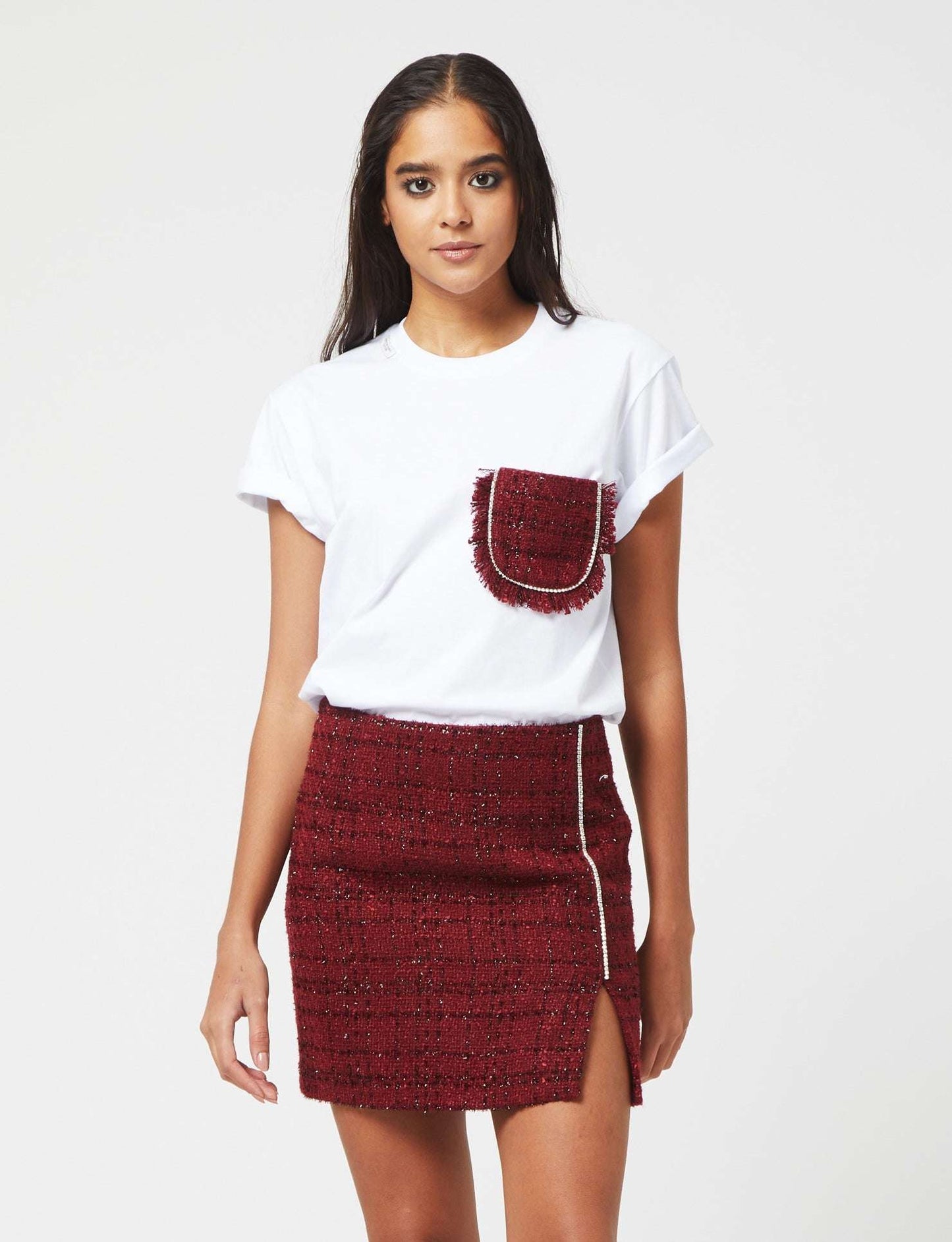 FORTE DEI MARMI COUTURE - Тениски - Red Bouclé Pocket T-Shirt - Love|Labels