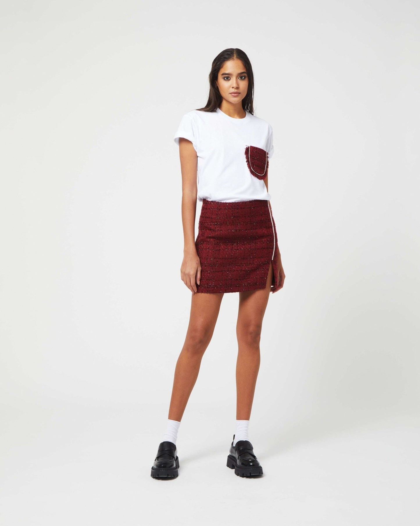 FORTE DEI MARMI COUTURE - Тениски - Red Bouclé Pocket T-Shirt - Love|Labels