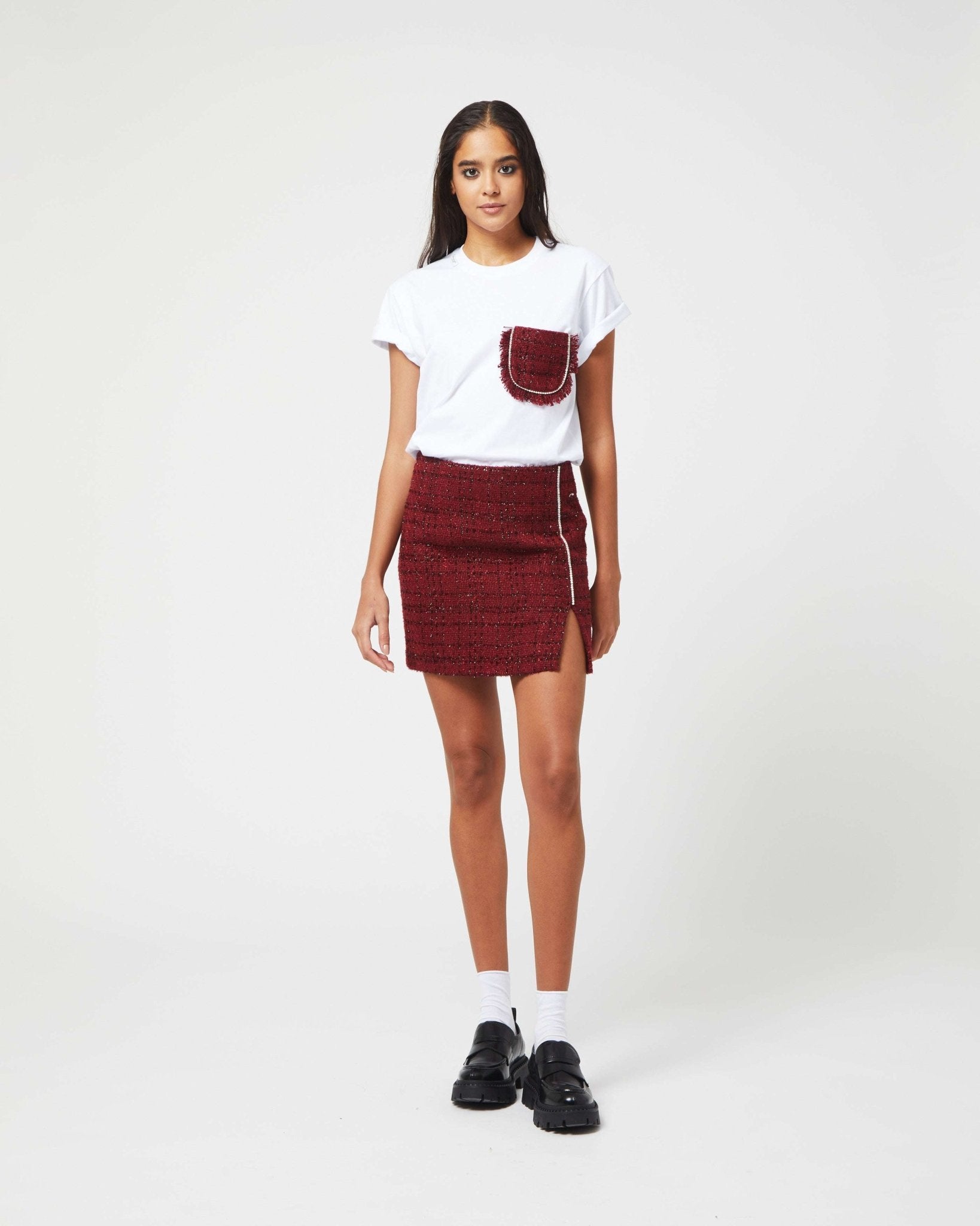 FORTE DEI MARMI COUTURE - Тениски - Red Bouclé Pocket T-Shirt - Love|Labels