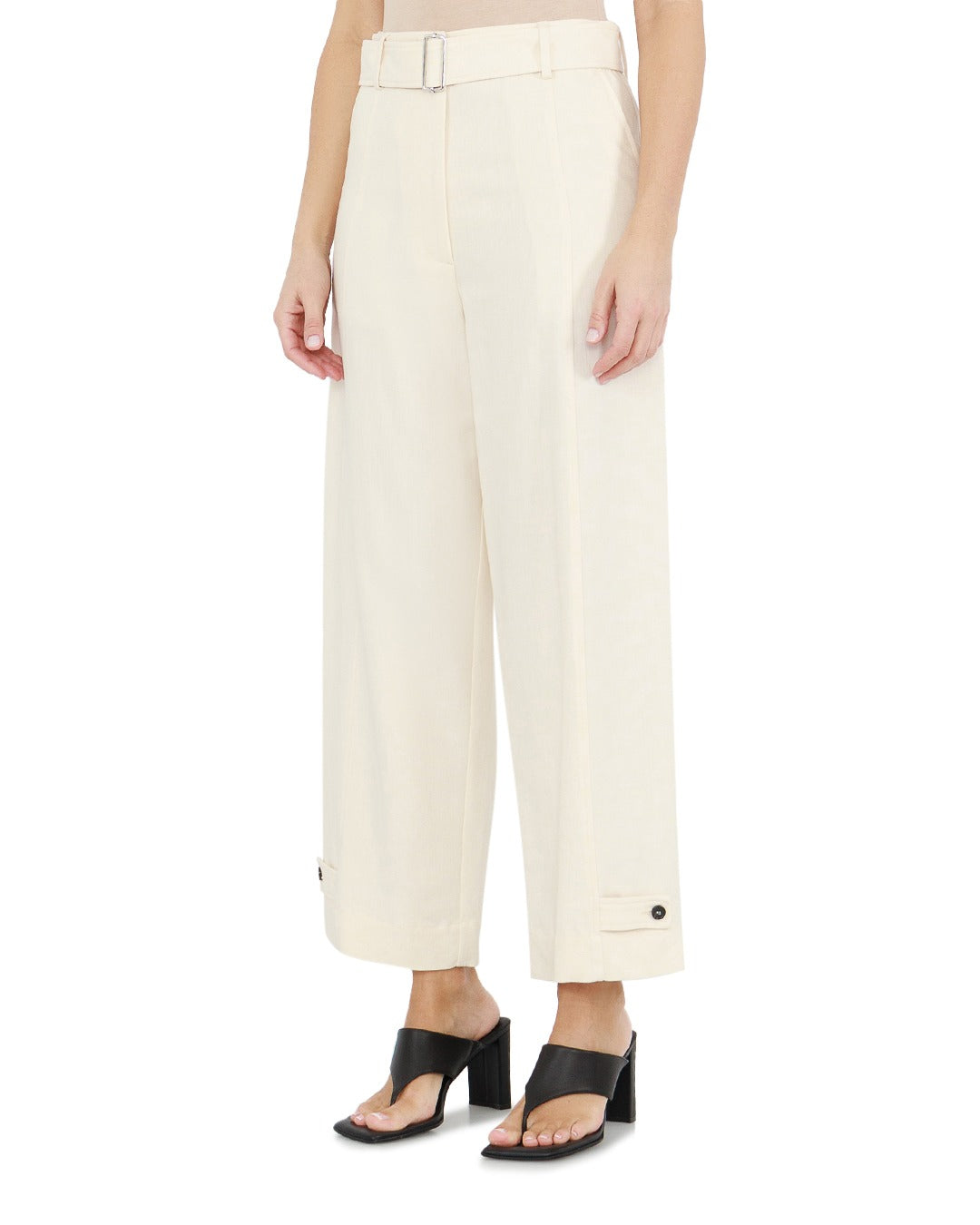 Ivory Flamed Viscose Canvas Trousers