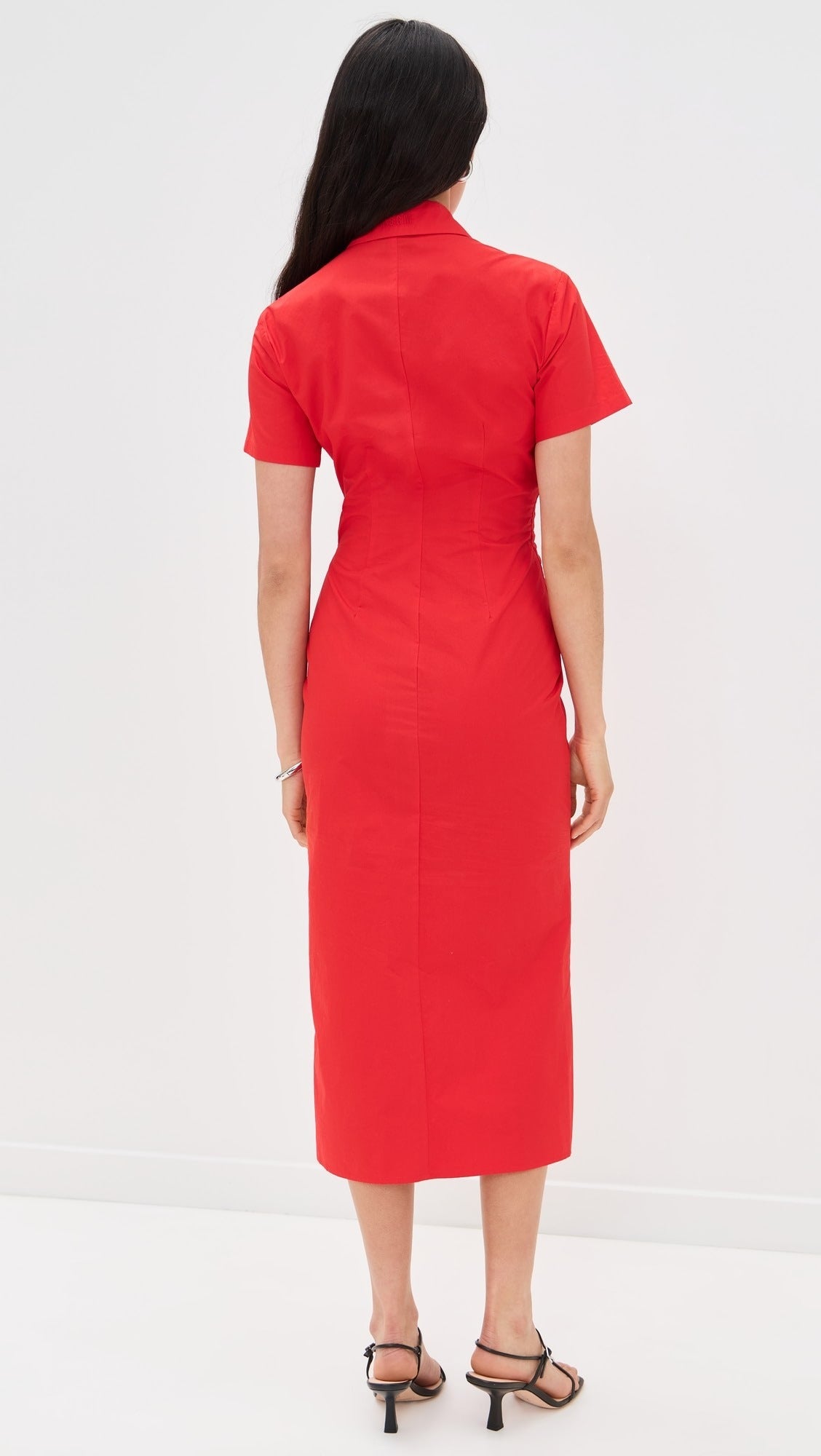 Red Cotton Midi Dress