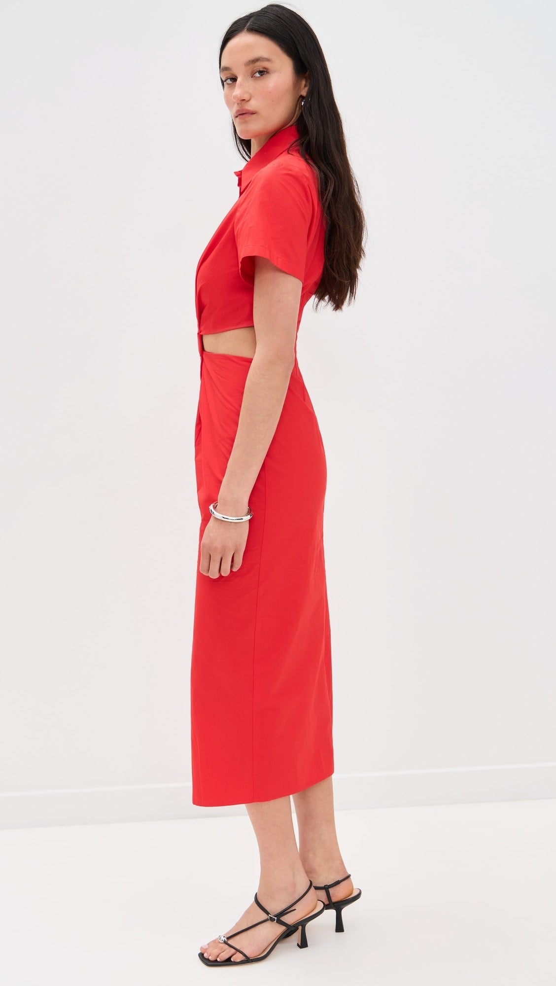 Red Cotton Midi Dress