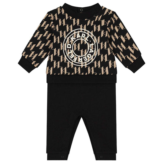 Karl Lagerfeld - Ромпери - Black & Beige Logo Romper - Love|Labels
