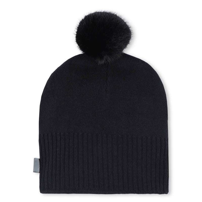 Karl Lagerfeld - Аксесоари - Шапки - Black Logo Pom - Pom Beanie - Love|Labels