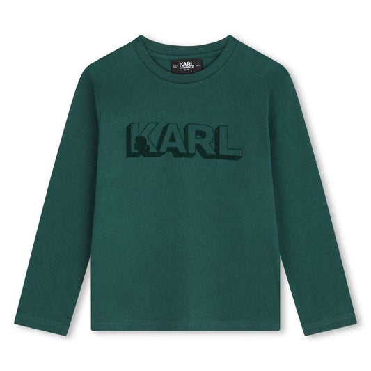 Karl Lagerfeld - Блузи - Green Logo Sleeved T-Shirt - Love|Labels