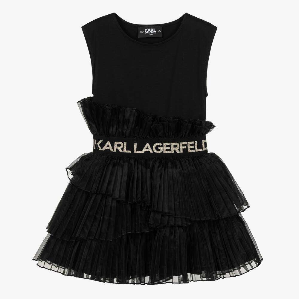 Black Pleated Organza Dress