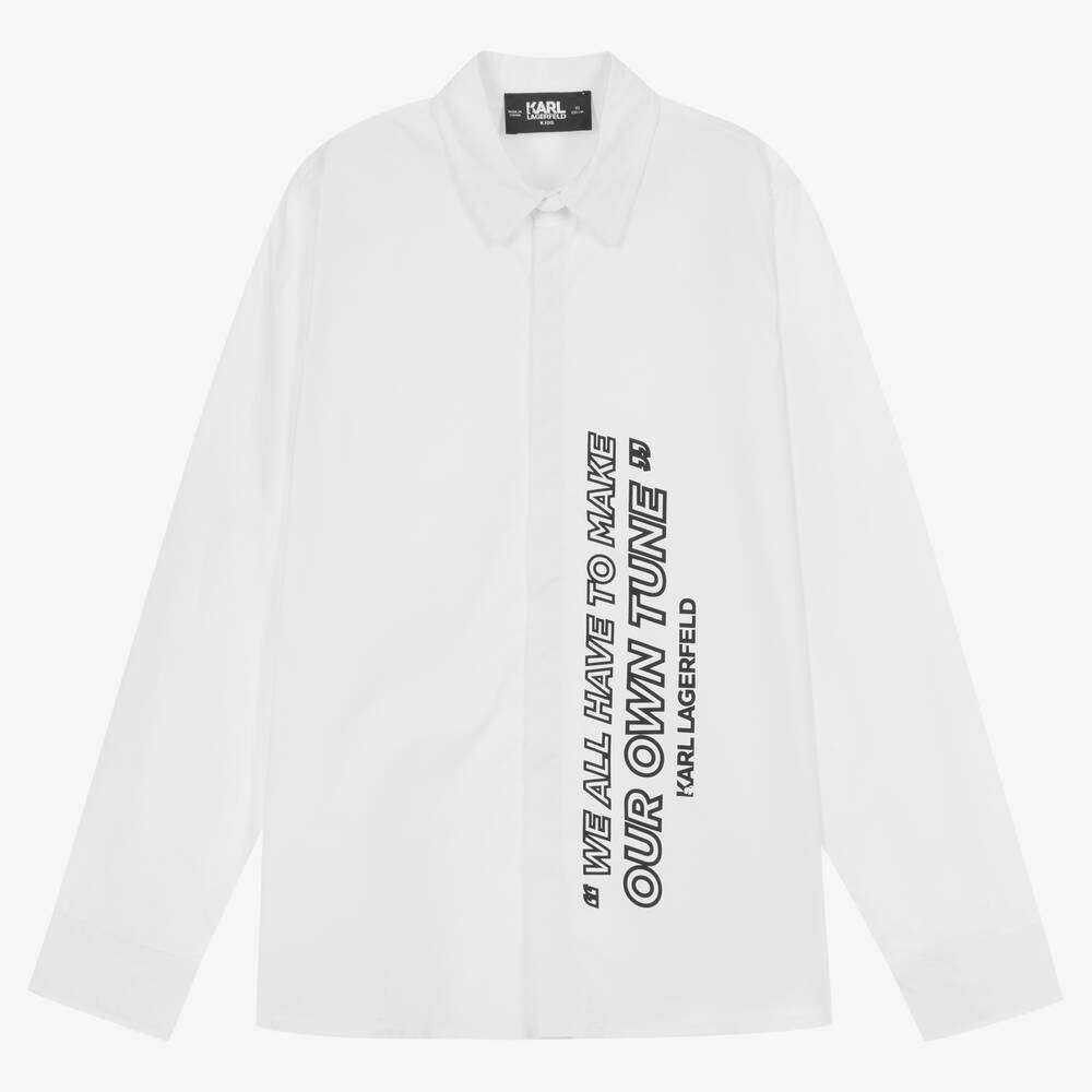 White Cotton Slogan Shirt