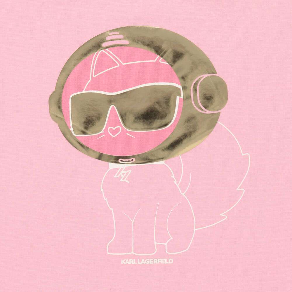 Girls Pink Cotton Choupette T-Shirt