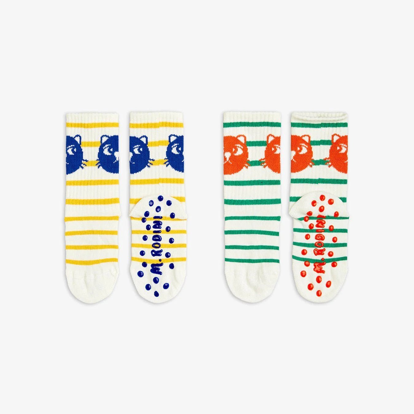 Mini Rodini - Аксесоари - Други - Cats 2 - Pack Anti - Slip Socks - Love|Labels