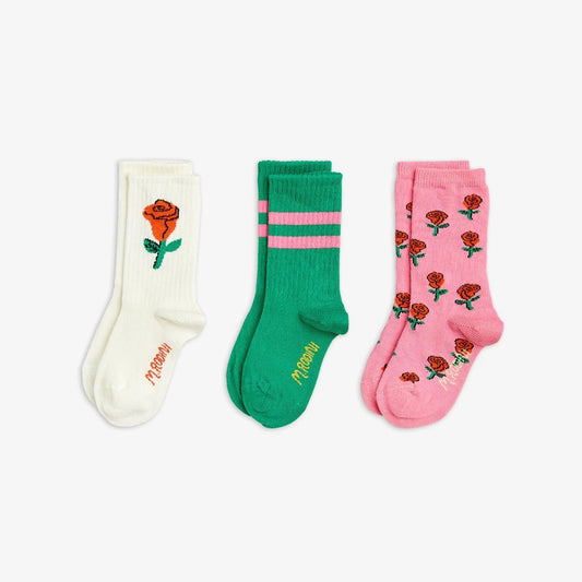 Mini Rodini - Аксесоари - Други - Roses 3 - Pack Socks - Love|Labels