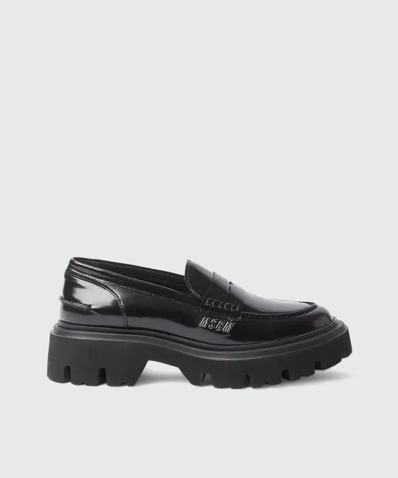 MSGM - Обувки - Black Brushed Leather Loafers - Love|Labels