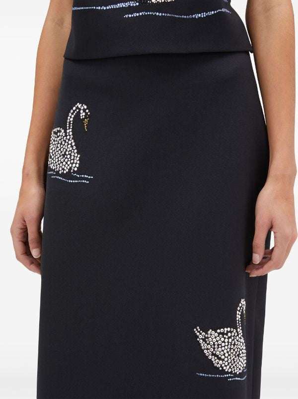 MSGM - Поли - Black Swans Skirt - Love|Labels