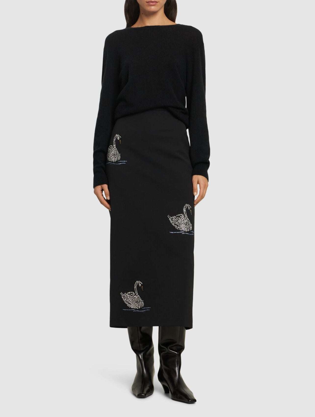 MSGM - Поли - Black Swans Skirt - Love|Labels
