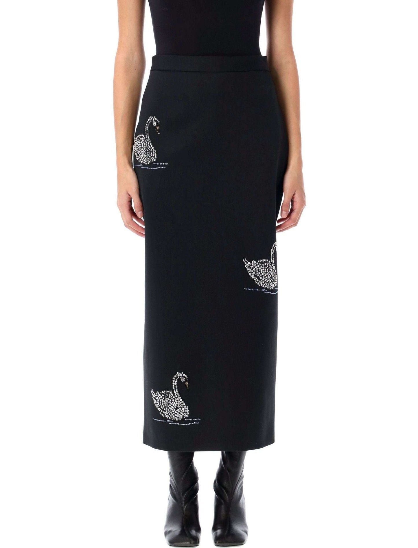 MSGM - Поли - Black Swans Skirt - Love|Labels