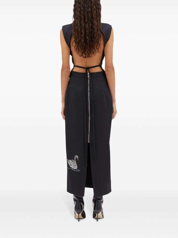 MSGM - Поли - Black Swans Skirt - Love|Labels