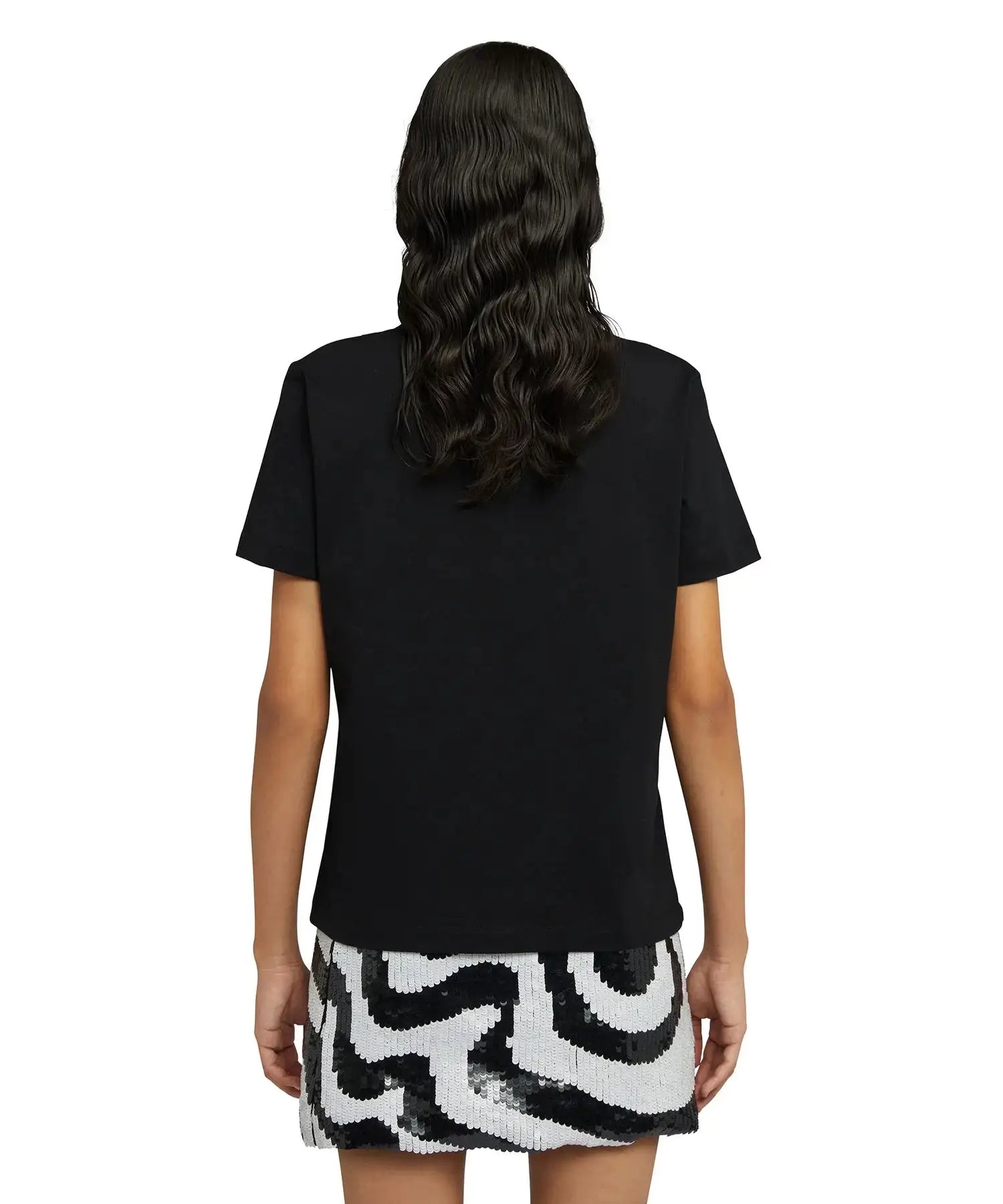 MSGM - Тениски - Black T-shirt Strass Logo - Love|Labels
