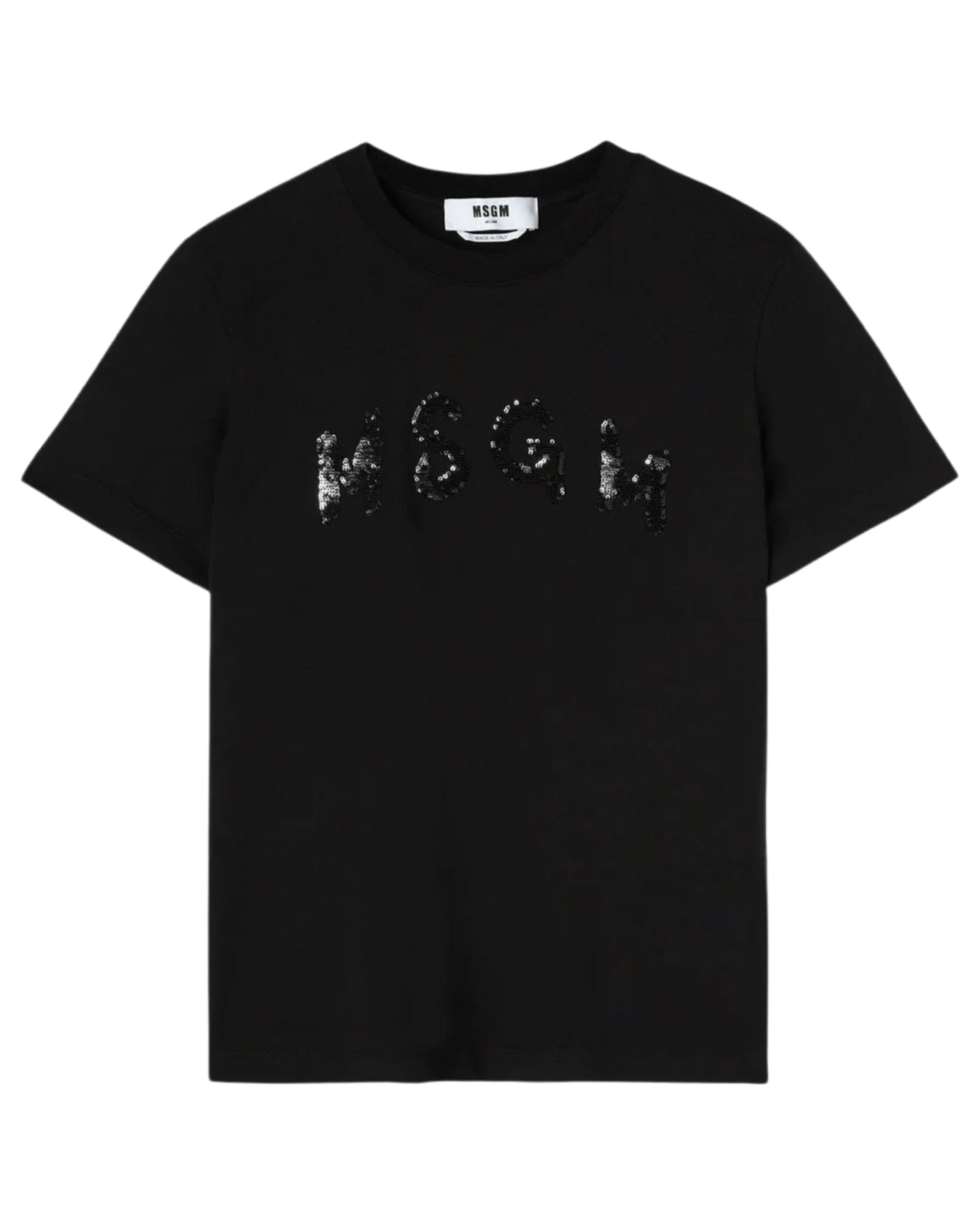 MSGM - Тениски - Black T-shirt Strass Logo - Love|Labels