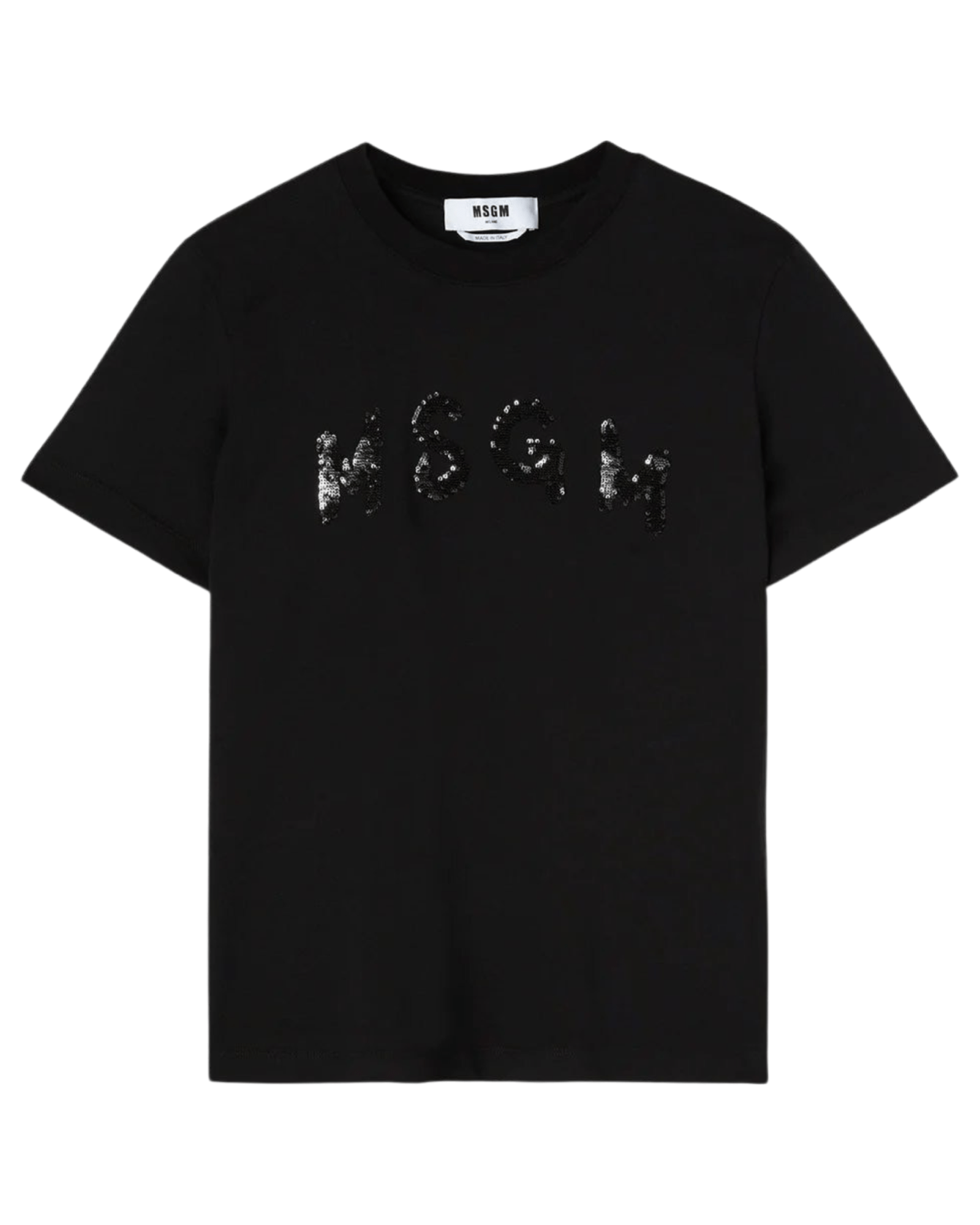 MSGM - Тениски - Black T-shirt Strass Logo - Love|Labels