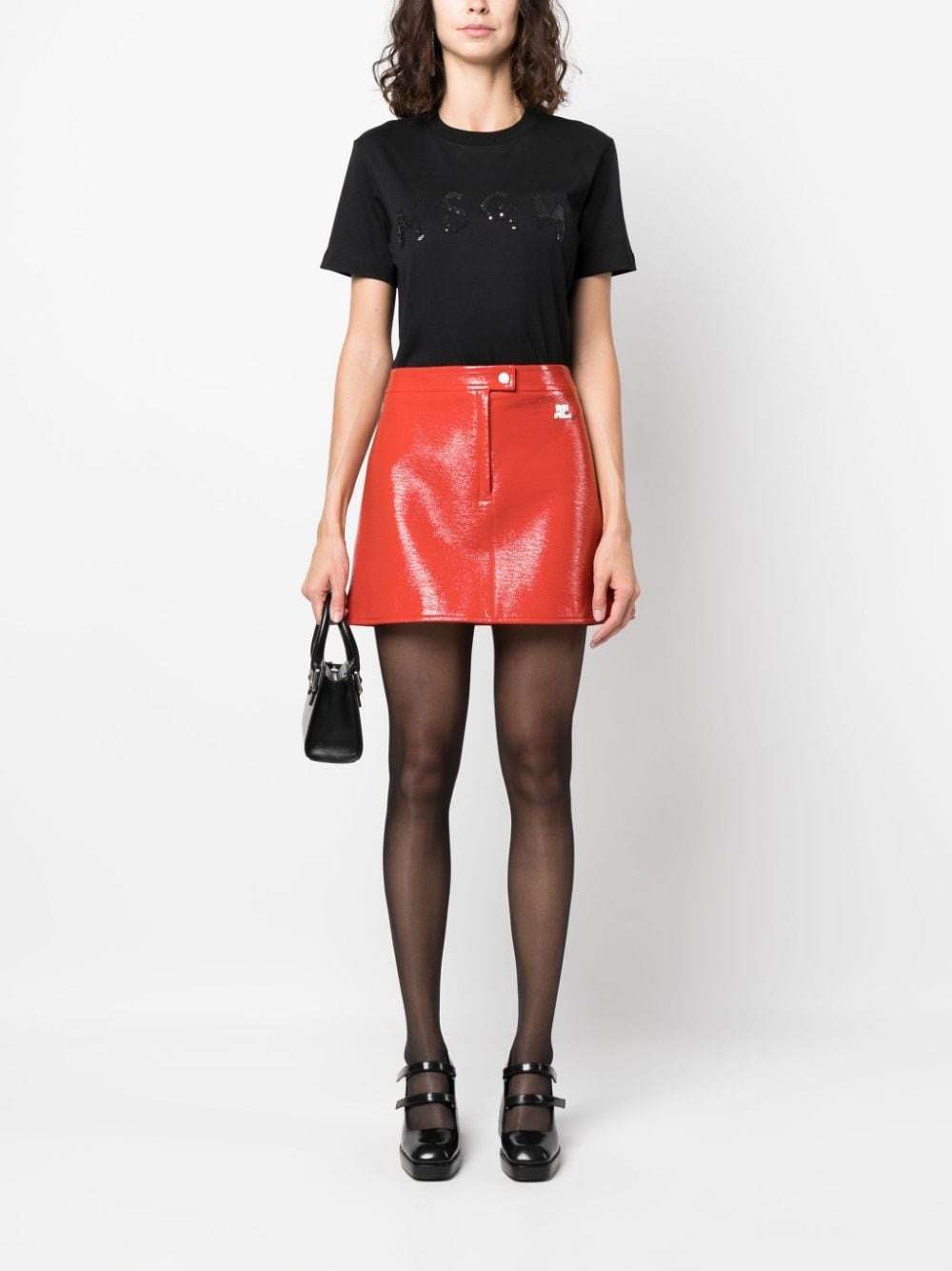 MSGM - Тениски - Black T-shirt Strass Logo - Love|Labels