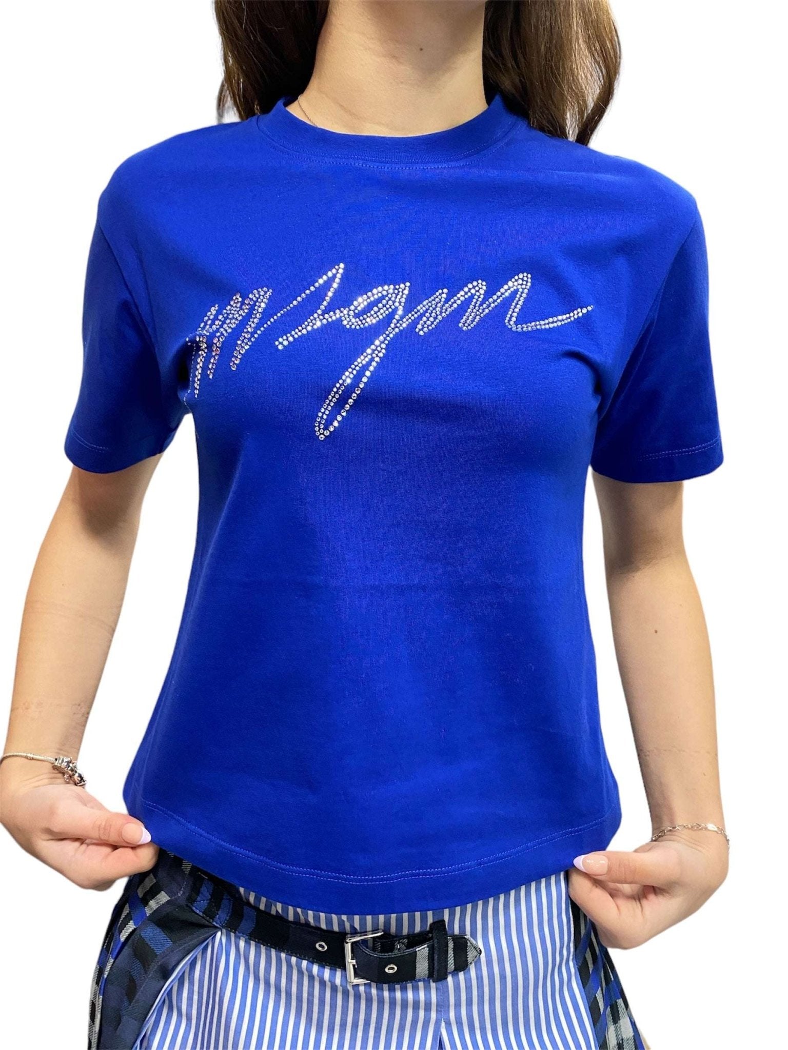 MSGM - Тениски - Blue Logo Embelished T-Shirt - Love|Labels