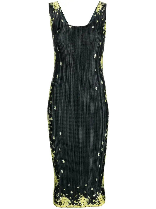 MSGM - Рокли - Floral Print Waffle Effect Dress - Love|Labels