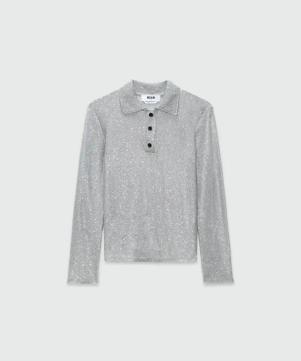 MSGM - Блузи - Glitter Polo Shirt - Love|Labels