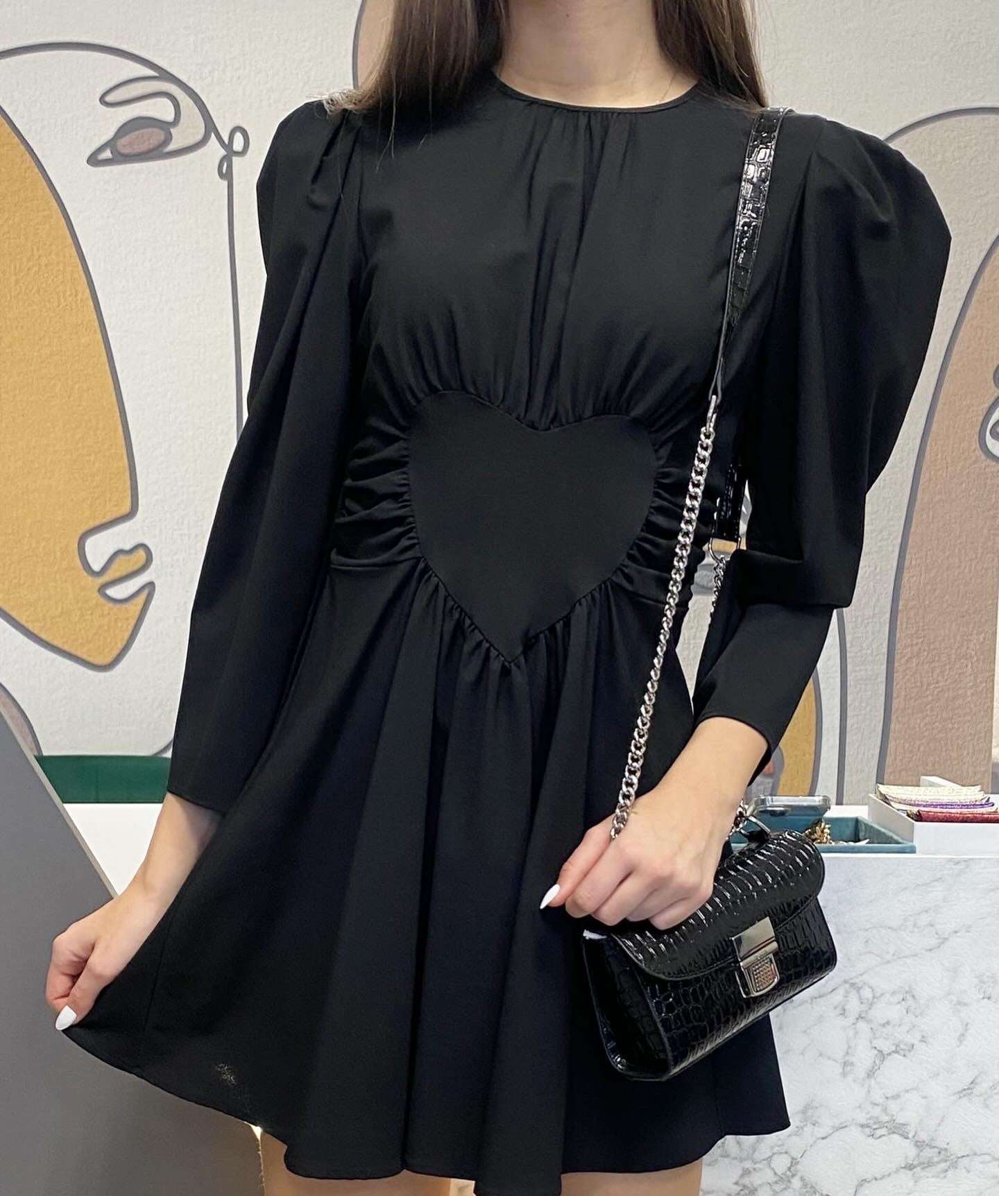 MSGM - Рокли - Heart Panel Black Dress - Love|Labels