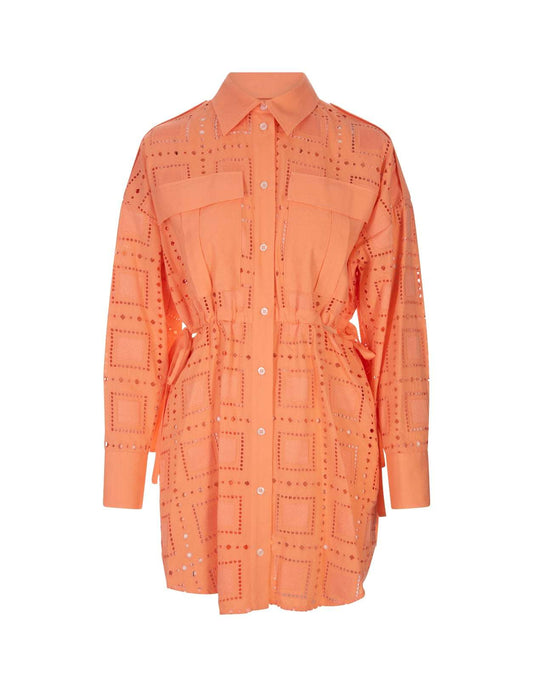 MSGM - Рокли - Orange Cut Out Shirt Dress - Love|Labels