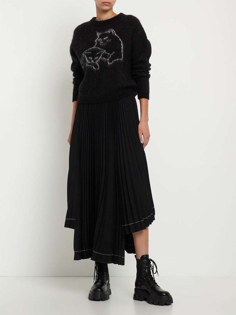 MSGM - Поли - Pleated Asymmetric Long Skirt - Love|Labels
