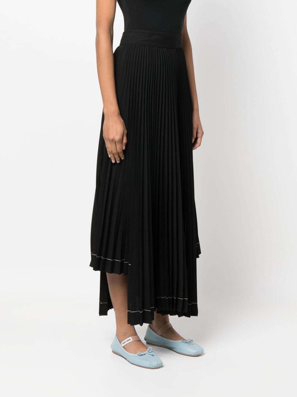 MSGM - Поли - Pleated Asymmetric Long Skirt - Love|Labels