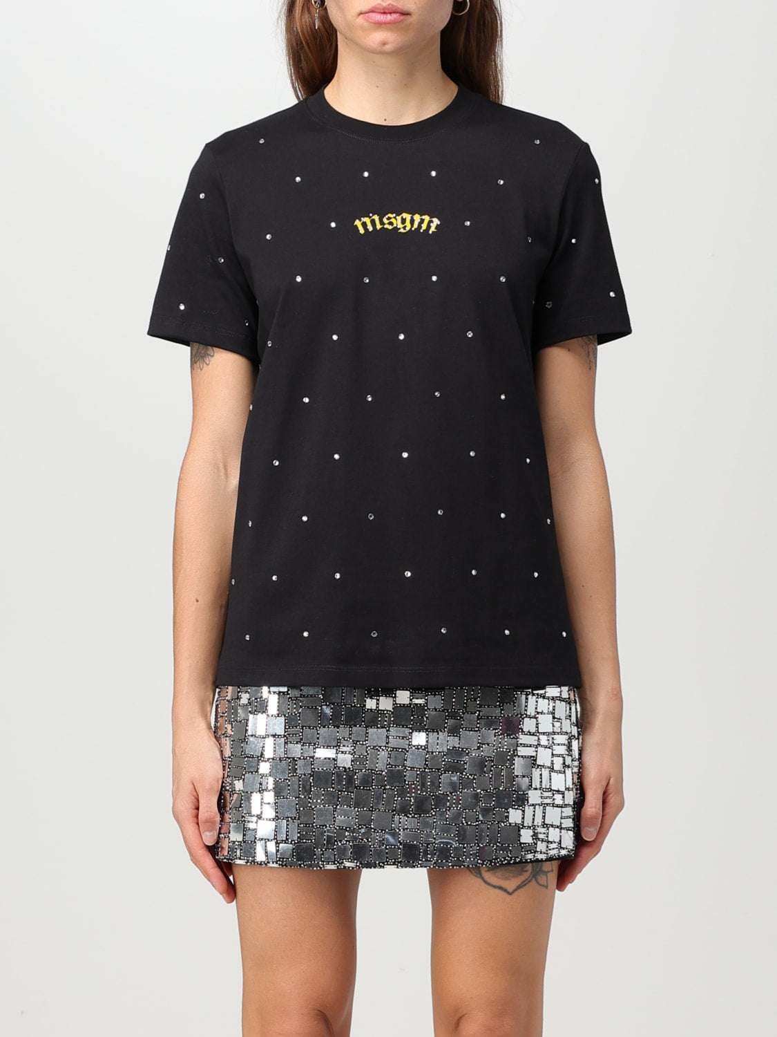 MSGM - Тениски - Rhinestone - Embellished T-shirt - Love|Labels