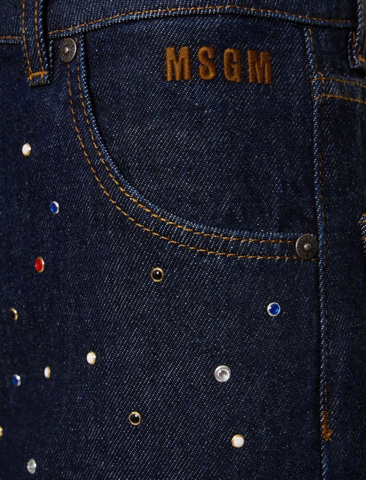 MSGM - Деним - Rhinestone Wide - Leg Jeans - Love|Labels