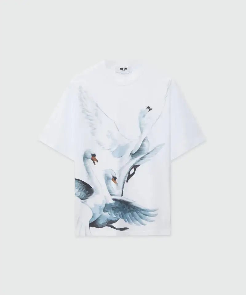 MSGM - Тениски - Swans Print T-Shirt - Love|Labels
