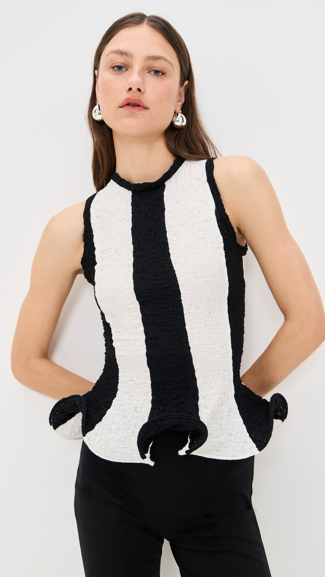 Sleeveless Top In Black And White