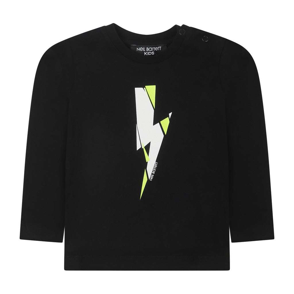 Neil Barrett Kids - Блузи - Black Fluo Flash T-shirt - Love|Labels