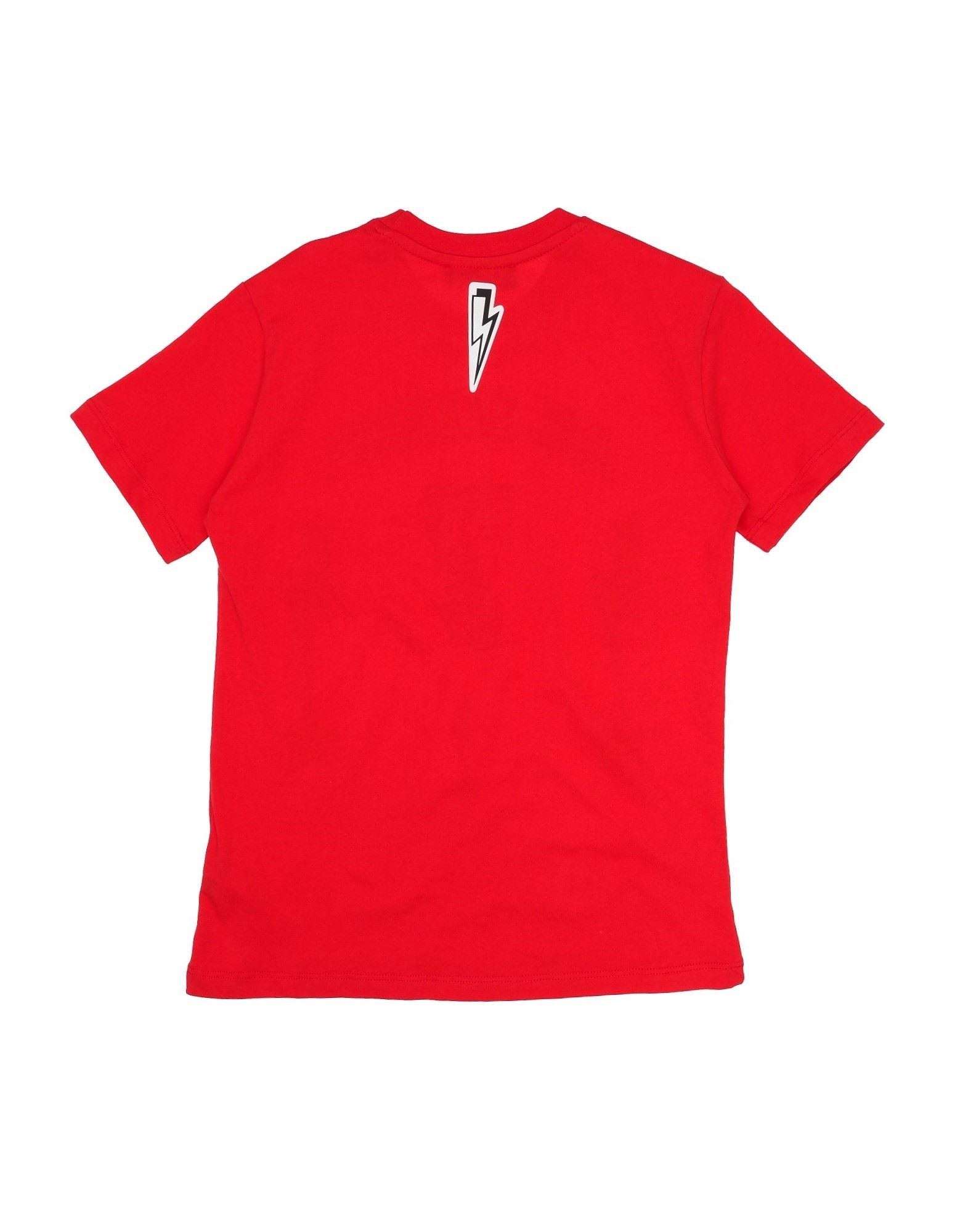 Neil Barrett Kids - Тениски - Red 7 Print Logo T-Shirt - Love|Labels