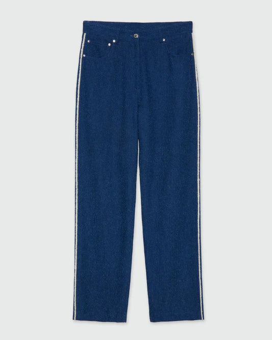 Blue Bouclé Denim Trousers
