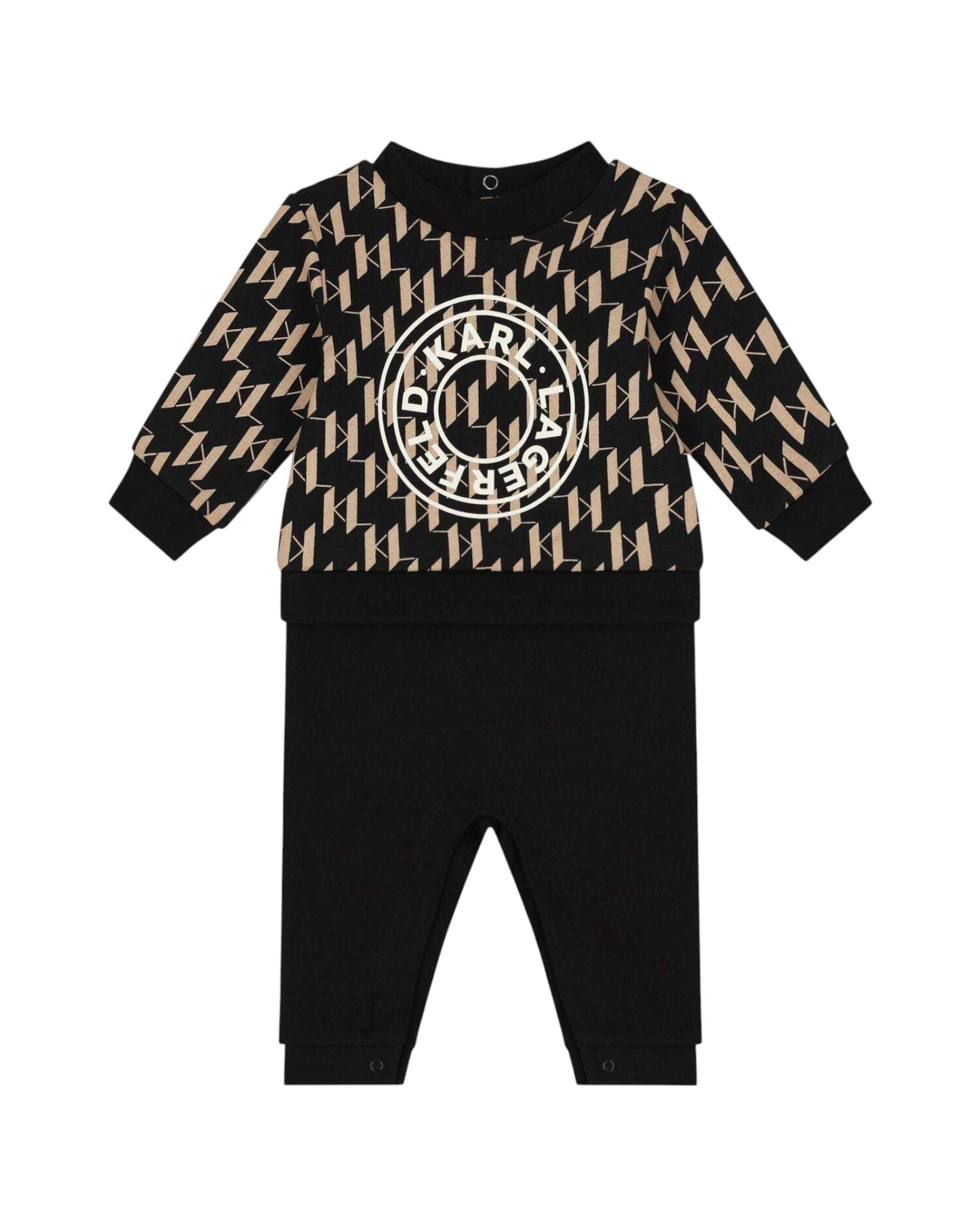 Black & Beige Logo Romper