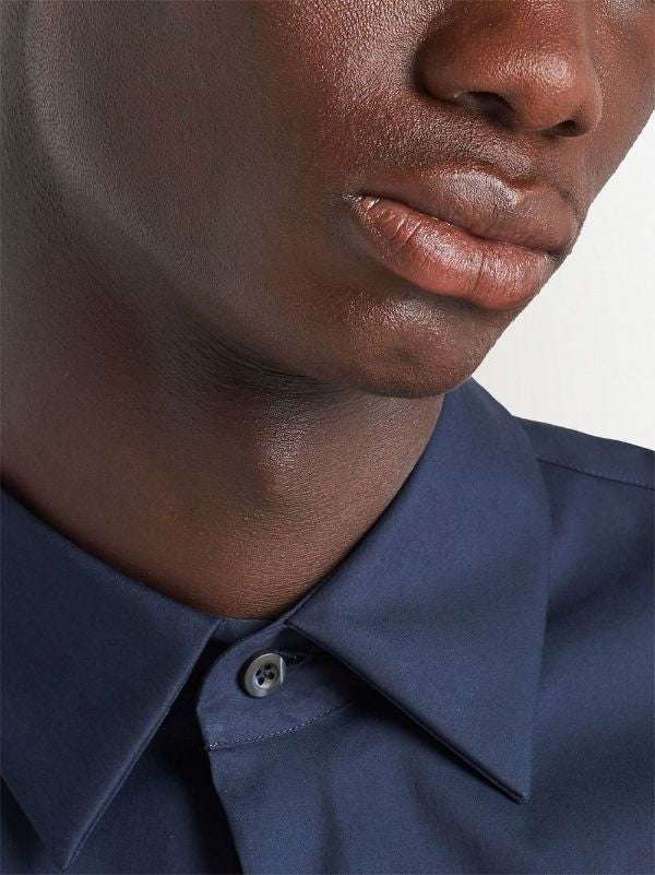 PRADA - Ризи - Navy Blue Poplin Shirt - Love|Labels