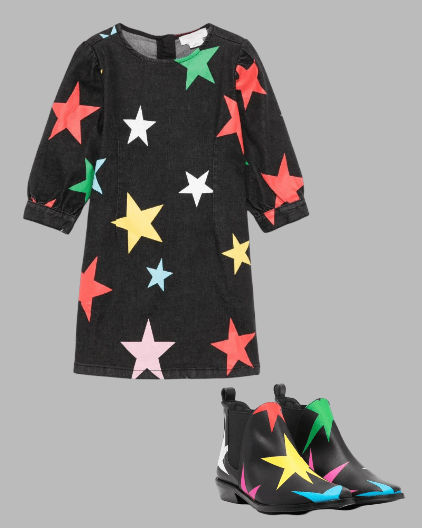 Stella McCARTNEY Kids - Рокли - Black Stars Denim Dress - Love|Labels