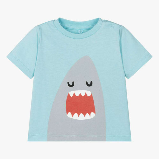Stella McCARTNEY Kids - Тениски - Blue Shark Organic Cotton T-Shirt - Love|Labels