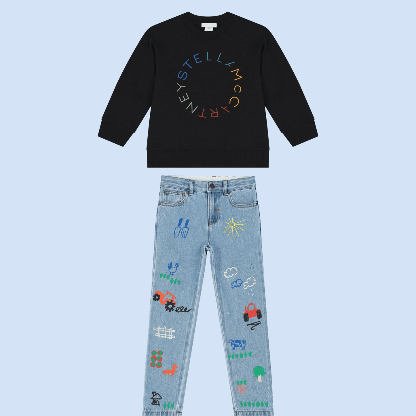 Stella McCARTNEY Kids - Панталони - Boys Blue Doodle Denim Jeans - Love|Labels