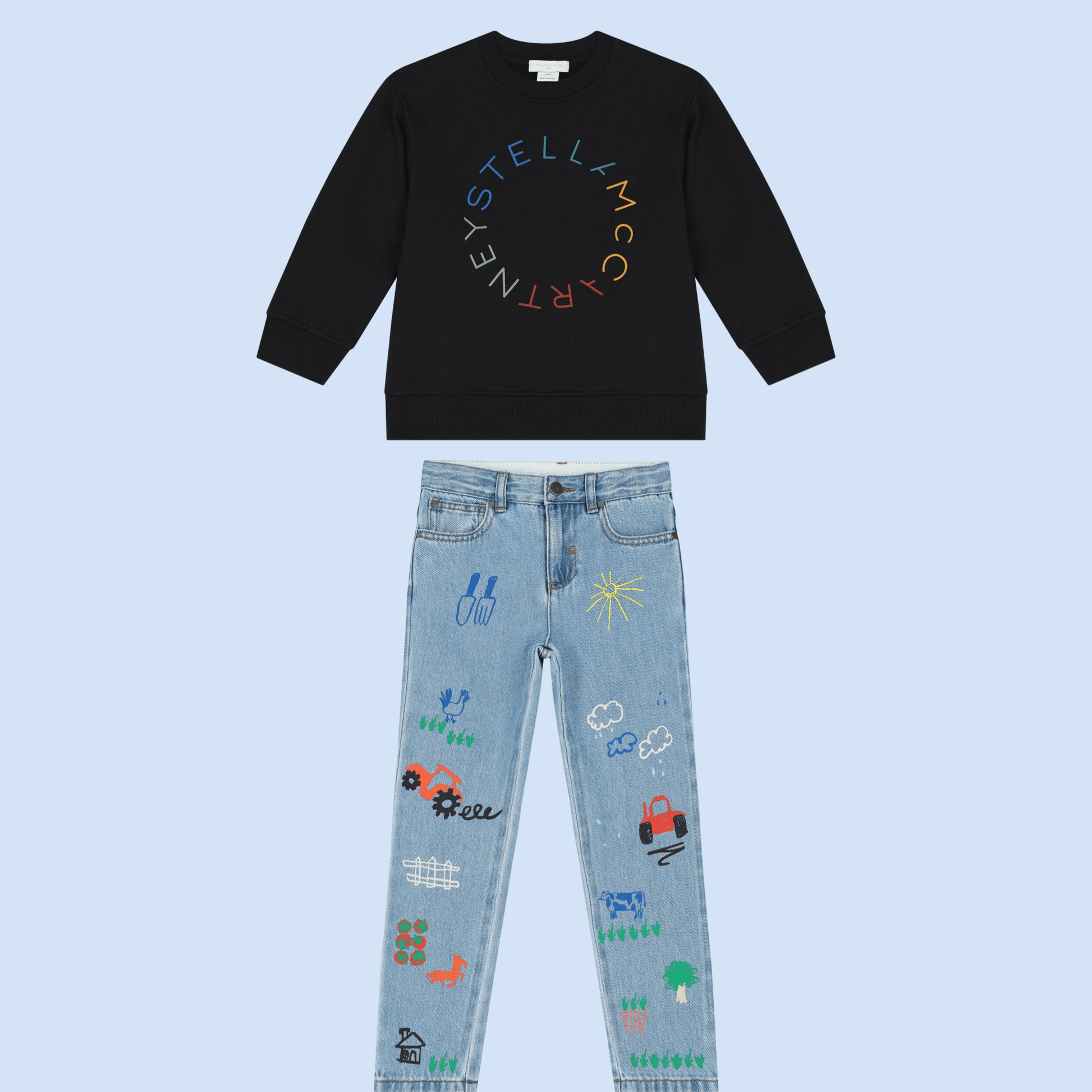 Stella McCARTNEY Kids - Панталони - Boys Blue Doodle Denim Jeans - Love|Labels