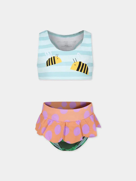 Stella McCARTNEY Kids - Бански - Girls Pink Bees Bikini (UPF50+) - Love|Labels