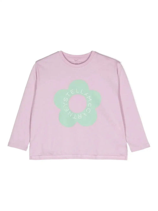 Stella McCARTNEY Kids - Блузи - Green Flower Logo T-Shirt - Love|Labels