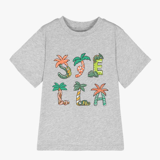 Stella McCARTNEY Kids - Тениски - Grey Cotton Logo T-Shirt - Love|Labels