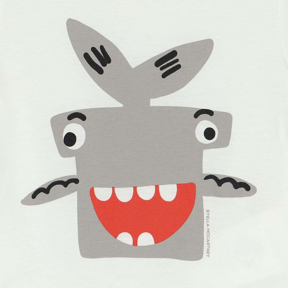 Stella McCARTNEY Kids - Тениски - Ivory Shark T-Shirt - Love|Labels