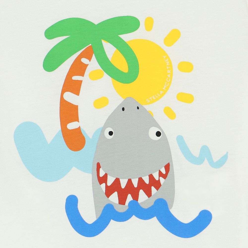 Stella McCARTNEY Kids - Тениски - Ivory Shark T-Shirt - Love|Labels