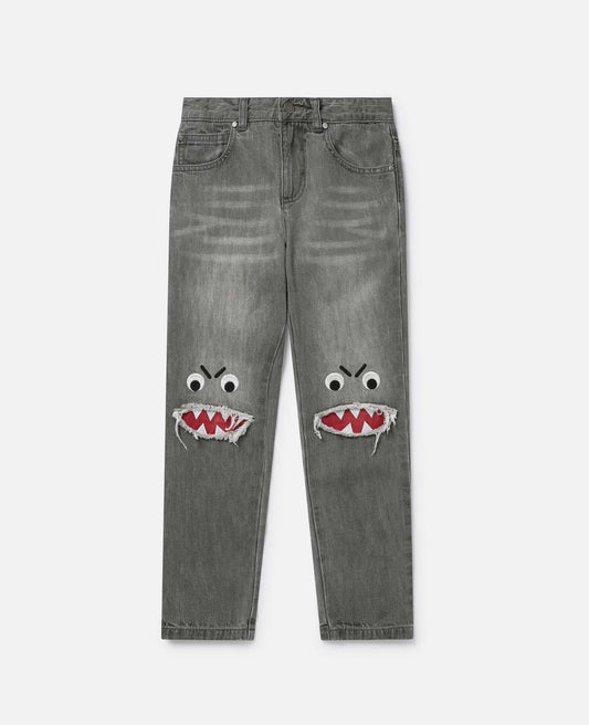 Stella McCARTNEY Kids - Панталони - Shark Face Ripped Jeans - Love|Labels