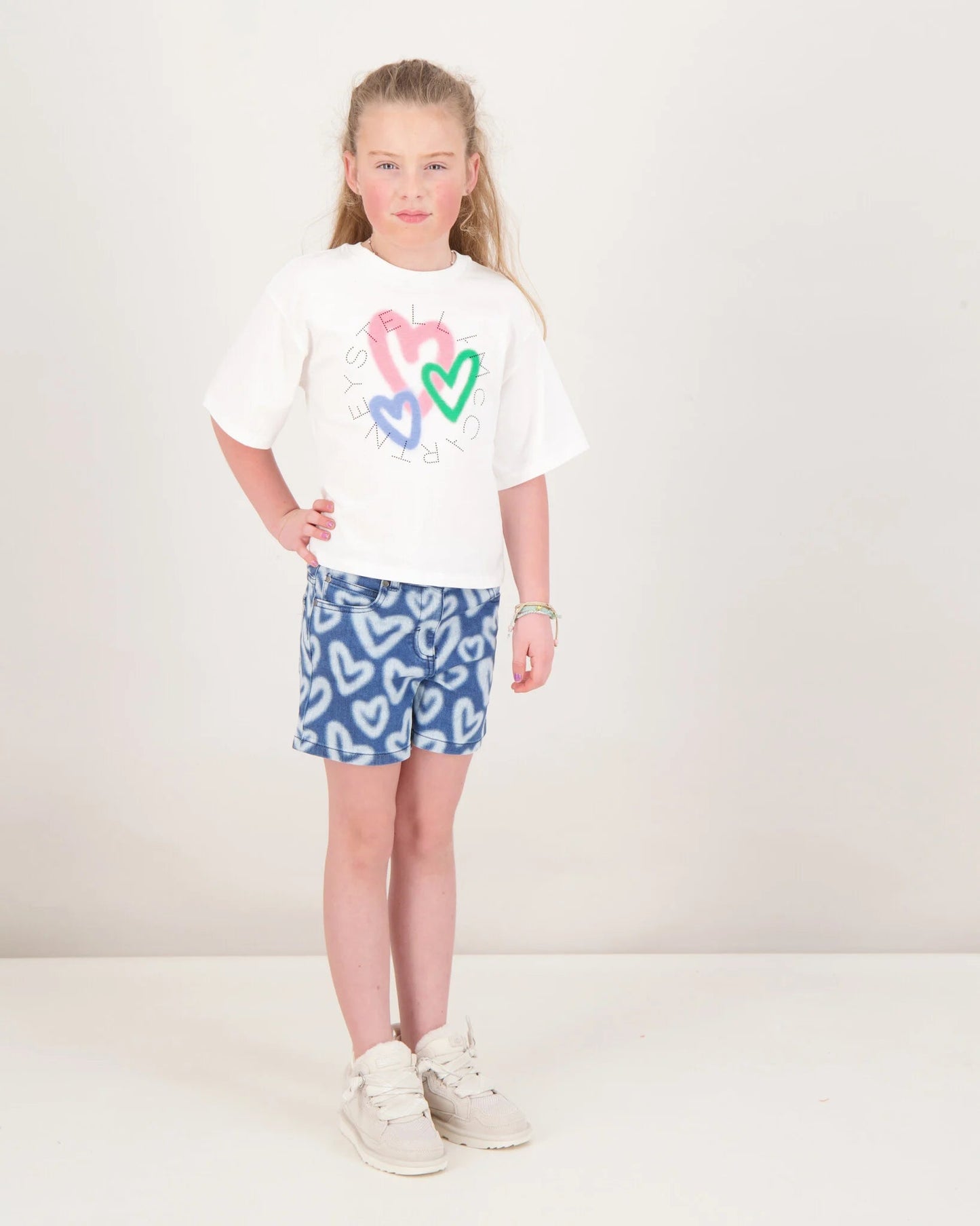 Stella McCARTNEY Kids - Тениски - Spray Hearts Logo T-Shirt - Love|Labels